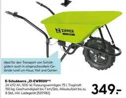 Hellweg Zipper e-schubkarre zi-ewb500 Angebot