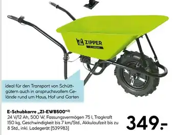 Hellweg Zipper e-schubkarre zi-ewb500 Angebot