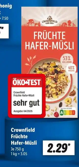 Lidl Crownfield früchte hafer-müsli Angebot