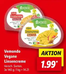 Lidl Vemondo vegane linsencreme pikante paprika Angebot