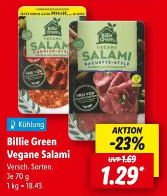 Lidl Billie green vegane salami chorizo-style Angebot