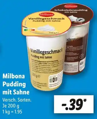 Lidl Milbona vanillegeschmack pudding mit sahne Angebot