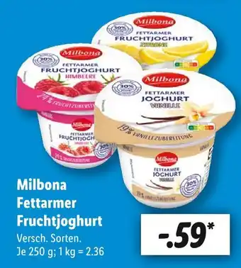 Lidl Milbona fettarmer fruchtjoghurt himbeere Angebot