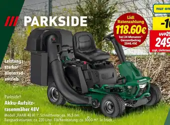 Lidl Parkside akku-aufsitzrasenmäher 48v Angebot