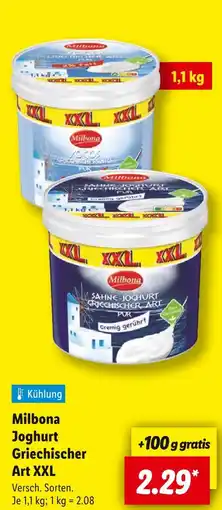 Lidl Milbona joghurt griechischer art xxl Angebot