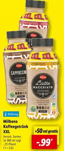 Lidl Milbona kaffeegetränk xxl cappuccino Angebot