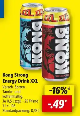 Lidl Kong strong energy drink xxl sugar free Angebot