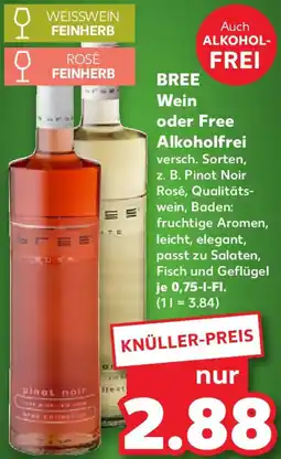 Kaufland BREE Wein oder Free Alkoholfrei Angebot