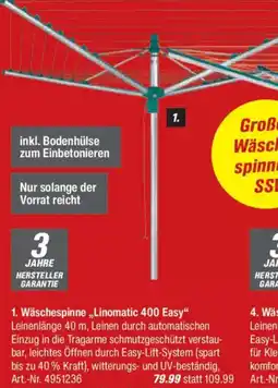 toom Baumarkt Wäschespinne,,Linomatic 400 Easy" Angebot