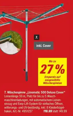 toom Baumarkt Wäschespinne,,Linomatic 500 Deluxe Cover" Angebot