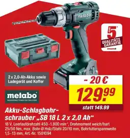 toom Baumarkt metabo Akku-Schlagbohrschrauber ,,SB 18 L 2 x 2,0 Ah" Angebot