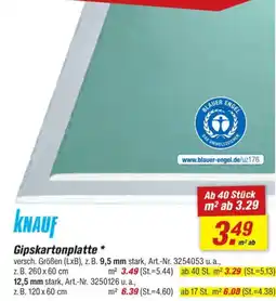 toom Baumarkt KNAUF Gipskartonplatte Angebot