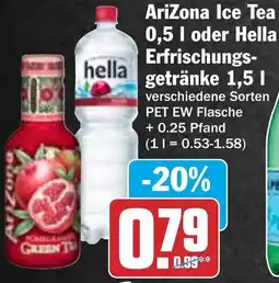 HIT AriZona Ice Tea oder Hella Erfrischungsgetränke Angebot