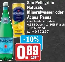 HIT San Pellegrino Naturali, Mineralwasser oder Acqua Panna Angebot