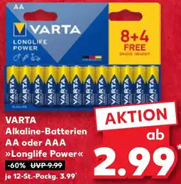 Kaufland VARTA Alkaline-Batterien AA oder AAA Angebot