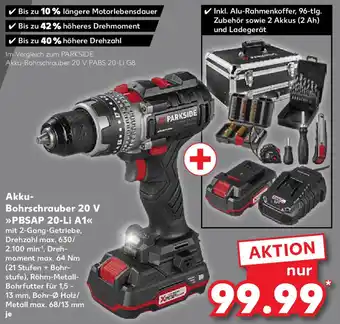Kaufland PARKSIDE Akku Bohrschrauber 20 V ,,PBSAP 20-Li A1" Angebot