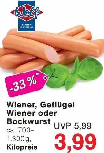 Wiglo Wunderland Wolf Wiener, Geflügel Wiener oder Bockwurst Angebot