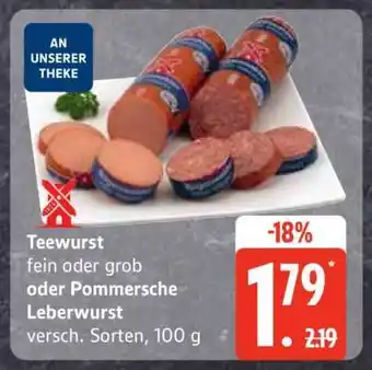 Edeka Teewurst oder Pommersche Leberwurst Angebot