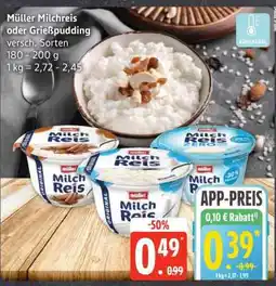 Edeka MÜLLER Milchreis oder Grießpudding Angebot