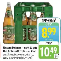 Edeka Unsere Heimat – echt & gut Bio Apfelsaft Angebot