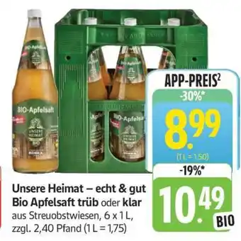 Edeka Unsere Heimat – echt & gut Bio Apfelsaft Angebot