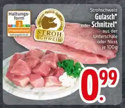 Edeka Strohschwein Gulasch oder Schnitzel Angebot