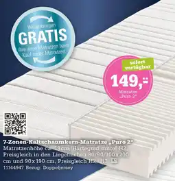 Höffner 7-Zonen Kaltschaumkern-Matratze „Puro 2" Angebot