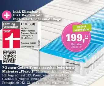 Höffner 7-Zonen-Gelart-Tonnentaschenfederkern Matratze „Flexo 3" Angebot