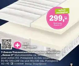 Höffner 7-Zonen-Tonnentaschenfederkern-Matratze ,,Senso 3" Angebot