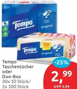 Budni Tempo Taschentücher oder Duo-Box Angebot