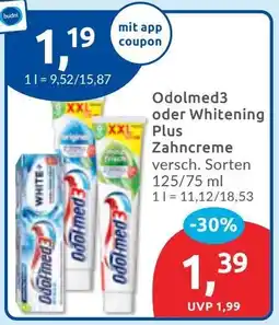 Budni Odolmed3 oder Whitening Plus Zahncreme Angebot