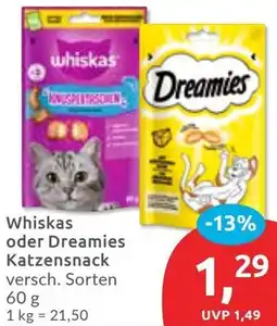 Budni Whiskas oder Dreamies Katzensnack Angebot