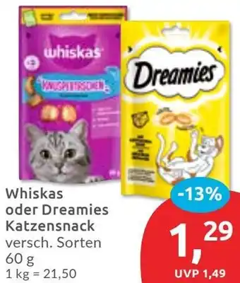 Budni Whiskas oder Dreamies Katzensnack Angebot