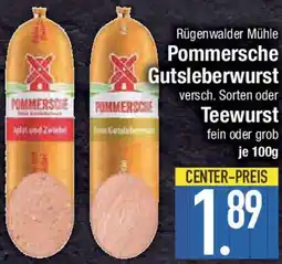 E-Center Rügenwalder Mühle Pommersche Gutsleberwurst oder Teewurst Angebot