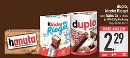 E-Center duplo, kinder Riegel oder hanuta 10 Stück Angebot