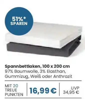 E-Center Spannbettlaken, 100 x 200 cm Angebot