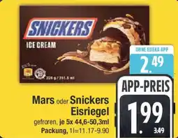 E-Center Mars oder Snickers Eisriegel Angebot