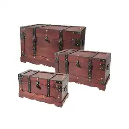 Netto Marken-Discount HMF 6400700 Schatztruhe aus Holz mit Schloss, 3er Set, Versch. Größen, Frankreich Angebot
