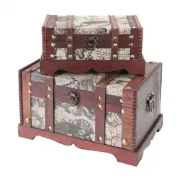 Netto Marken-Discount HMF 6408700 Schatztruhe aus Holz, 2er Set, Versch. Größen, Amerika Angebot