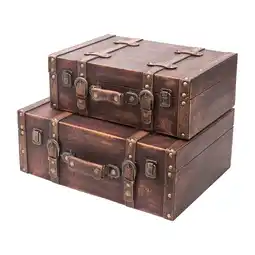 Netto Marken-Discount HMF VKO103 Vintage Koffer aus Holz, 2er Set, Versch. Größen, Deko Klassik Angebot