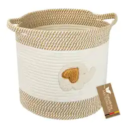 Netto Marken-Discount HMF Aufbewahrungskorb mit Griffen, Korb für Kinderzimmer aus Baumwolle, Elefant, 30,5 x 30,5 cm Angebot