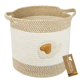 Netto Marken-Discount HMF Aufbewahrungskorb mit Griffen, Korb für Kinderzimmer aus Baumwolle, Elefant, 30,5 x 30,5 cm Angebot