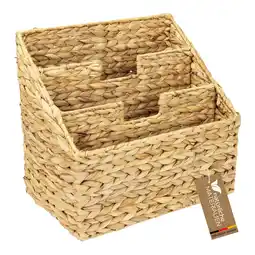 Netto Marken-Discount HMF Zeitungsständer, Zeitungskorb geflochten aus Wasserhyazinthe, 3 Fächer, 35 x 24 x 32 cm Angebot