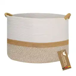 Netto Marken-Discount HMF Aufbewahrungskorb mit verstärkten Griffen, großer Korb aus Baumwolle, 50 x 33 cm, Weiß-Braun Angebot