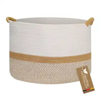 Netto Marken-Discount HMF Aufbewahrungskorb mit verstärkten Griffen, großer Korb aus Baumwolle, 50 x 33 cm, Weiß-Braun Angebot