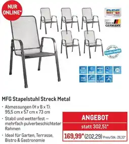 METRO MFG Stapelstuhl Streck Metal Angebot