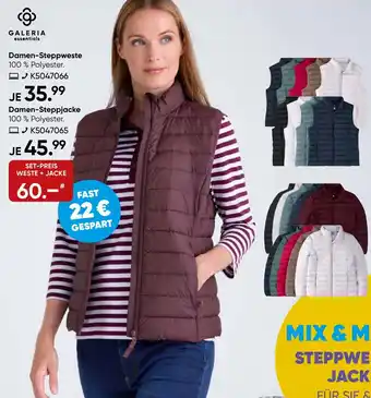 Galeria GALERIA essentials Damen-Steppweste und Damen-Steppjacke Angebot