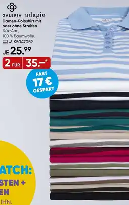Galeria GALERIA adagio Damen-Poloshirt mit oder ohne Streifen Angebot