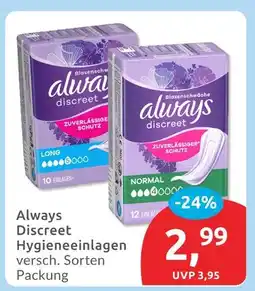 Budni Always discreet hygieneeinlagen long Angebot