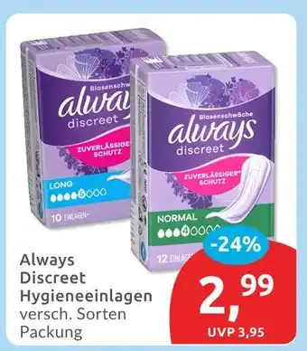 Budni Always discreet hygieneeinlagen long Angebot
